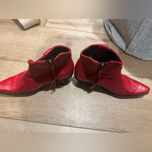 Brand new never worn Red leather Allen booties - Picture 2 of 5